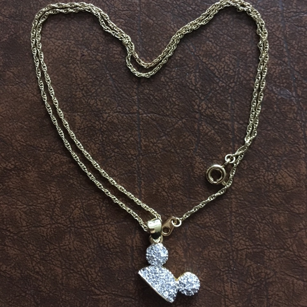 Diamond encrusted Mickey Mouse necklace